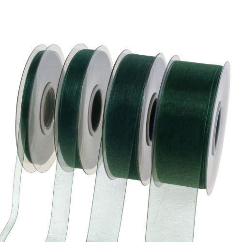 Artículo Cinta de organza cinta de regalo verde cinta borde tejido abeto verde 50m