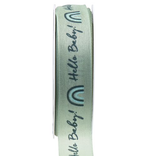 Floristik24 Cinta de regalo Hello Baby cinta decorativa verde 25mm 16m