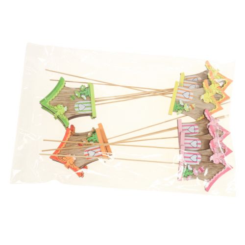 Floristik24 Tapón de flores tapón decorativo de madera casa de pájaros 7,5x8cm 12 piezas