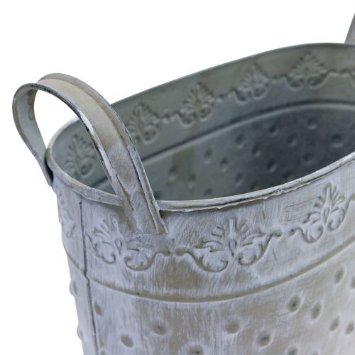 Floristik24 Maceta ovalada con asas Jardiniere metal 24/19/14cm 3ud