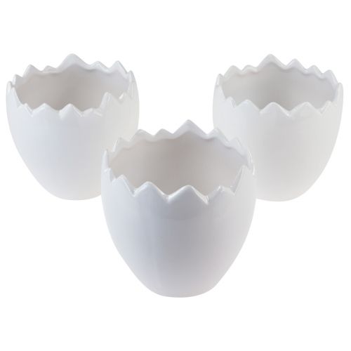 Floristik24 Macetero macetero de clara de huevo de cerámica Ø11,5cm H11,5cm 3 piezas