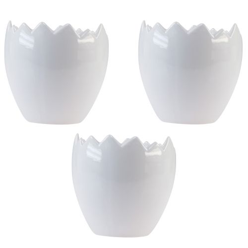 Floristik24 Macetero macetero de clara de huevo de cerámica Ø11,5cm H11,5cm 3 piezas