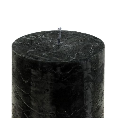 Artículo Velas negras Velas de pilar de color liso 60x80mm 4ud