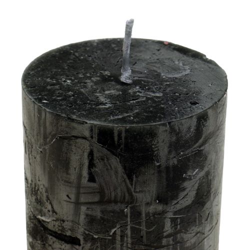Artículo Velas negras Velas de pilar de color liso 60x100mm 4 piezas