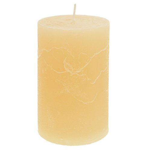 Velas de pilar de color liso de color albaricoque claro, 60 x 100 mm, 4 unidades
