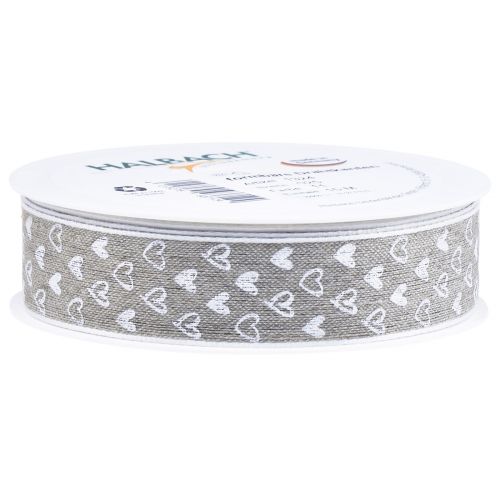 Artículo Cinta de regalo corazones cinta decorativa beige 25mm 15m