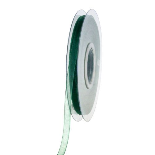 Artículo Cinta de organza cinta de regalo verde borde tejido abeto verde 6mm 50m