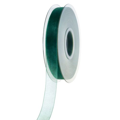 Artículo Cinta de organza cinta de regalo verde borde tejido abeto verde 15mm 50m