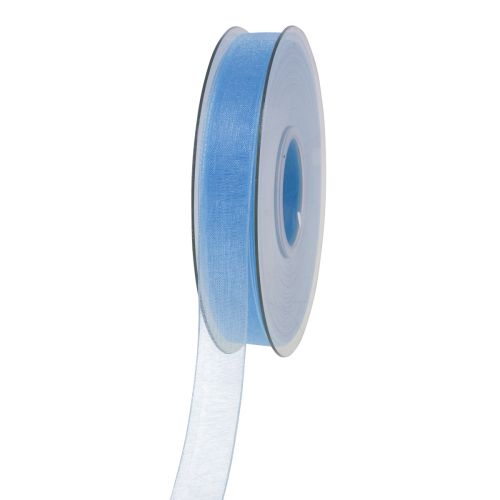 Artículo Cinta de organza cinta de regalo cinta azul claro orillo azul 15mm 50m