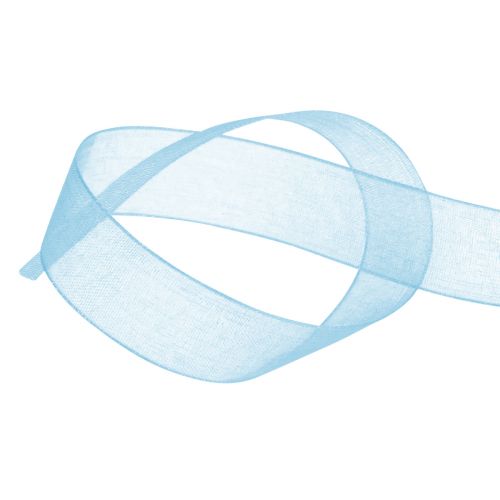Artículo Cinta de organza cinta de regalo cinta azul claro orillo azul 15mm 50m