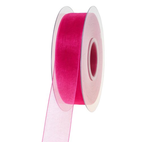 Floristik24 Cinta de organza cinta de regalo cinta rosa orillo 25mm 50m