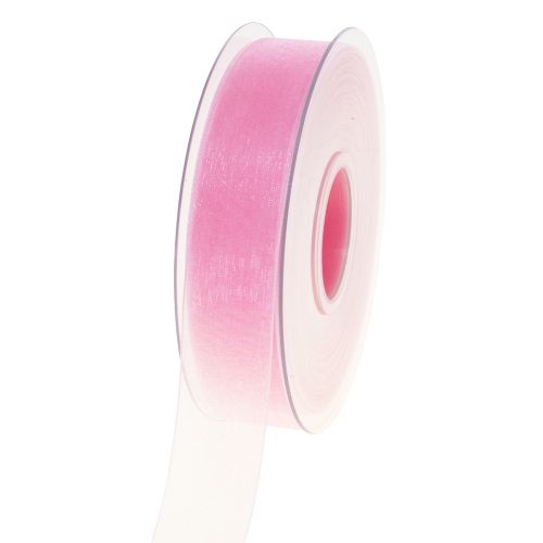 Floristik24 Cinta de organza cinta de regalo cinta rosa orillo 25mm 50m