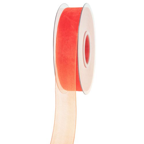 Artículo Cinta de organza cinta de regalo cinta naranja orillo 25mm 50m