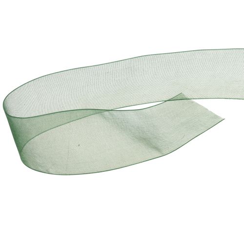 Artículo Cinta de organza cinta de regalo verde borde tejido abeto verde 40mm 50m