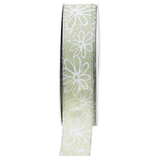 Floristik24 Cinta de regalo cinta de flores verdes pastel 25mm 18m