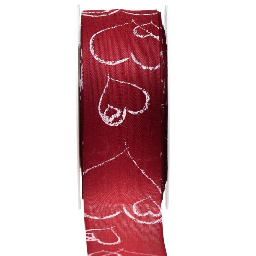 Artículo Cinta de regalo cinta roja con corazones cinta decorativa 40mm 16m