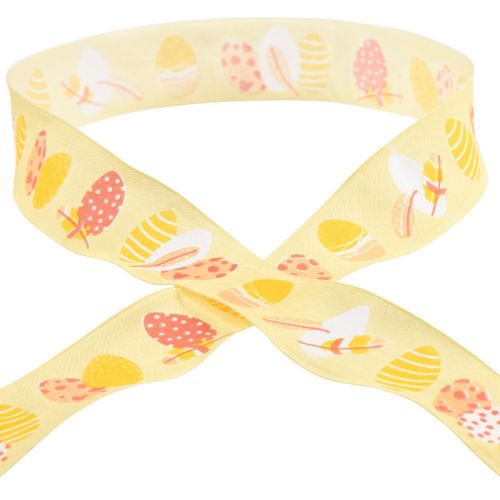 Artículo Cinta de regalo Cinta decorativa de Pascua Huevos de Pascua amarillo 40mm 20m