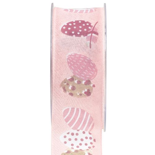 Floristik24 Cinta de regalo Cinta decorativa de Pascua Huevos de Pascua rosa 40mm 20m