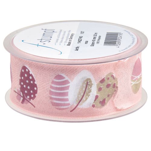 Artículo Cinta de regalo Cinta decorativa de Pascua Huevos de Pascua rosa 40mm 20m