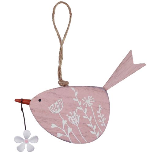 Floristik24 Pájaro decorativo decoración primaveral decoración colgante madera rosa 15×8,5cm