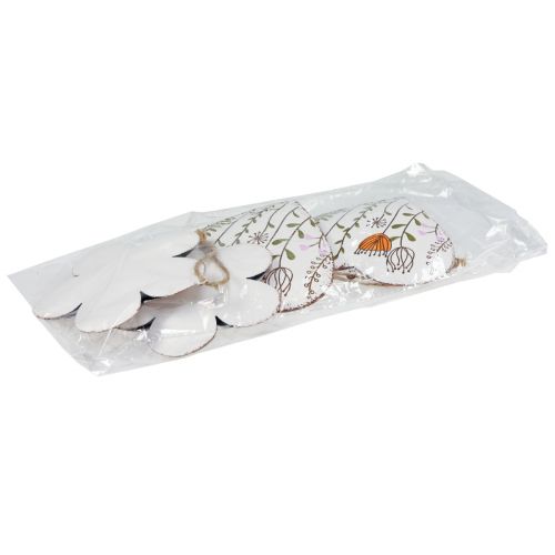 Artículo Decoración colgante decoración de metal corazones y flores blanco 10cm 4 piezas