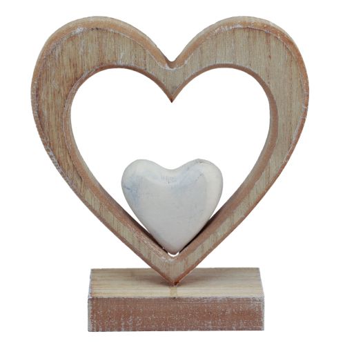 Corazón decorativo decoración de madera soporte decoración de mesa vintage Al. 17,5 cm