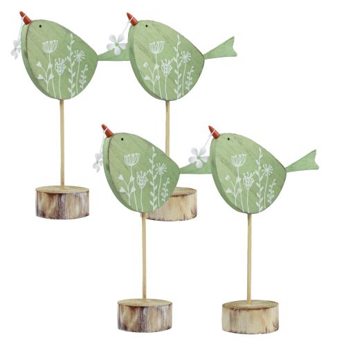 Floristik24 Decoración decorativa de mesa de pájaros Decoración de madera de Pascua menta 18x13,5cm 4 piezas