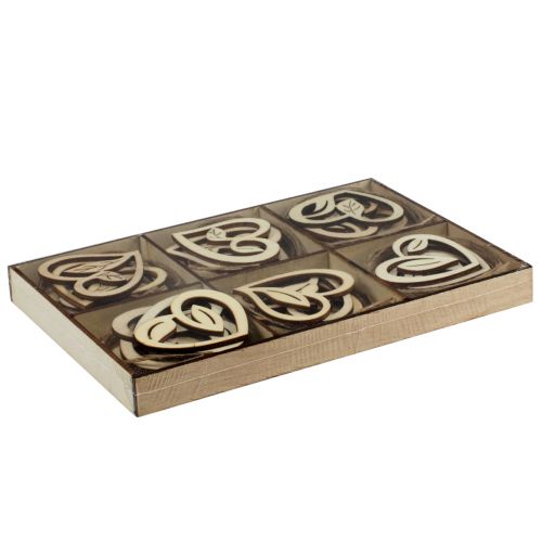 Artículo Decoración de corazones de madera para colgar corazones de decoración de madera 5,5 cm 36 piezas