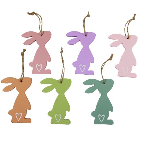 Floristik24 Decoración de conejito de Pascua decoración colgante madera decoración de Pascua pastel 10cm 10ud