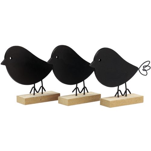 Pájaros decorativos pájaros de madera negros decoración de madera primavera 13,5 cm 6 piezas