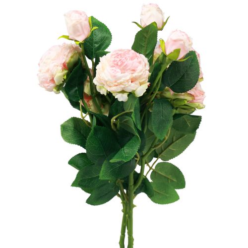 Floristik24 Rosas Artificiales Rosas Artificiales Rosadas Aspecto Seco 53cm 3uds