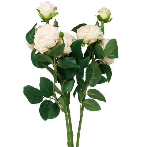 Artículo Rosas artificiales color crema, rosas artificiales de aspecto seco, 53 cm, 3 unidades