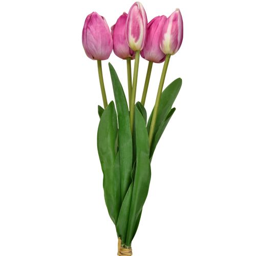 Floristik24 Tulipanes Rosados Decoración Flores Artificiales Real Touch Primavera 49cm 5 uds