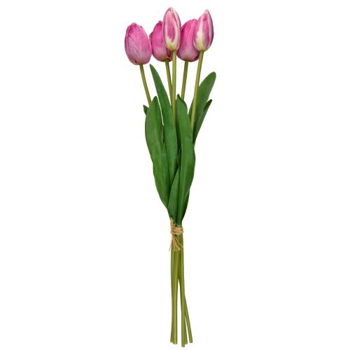 Floristik24 Tulipanes Rosados Decoración Flores Artificiales Real Touch Primavera 49cm 5 uds