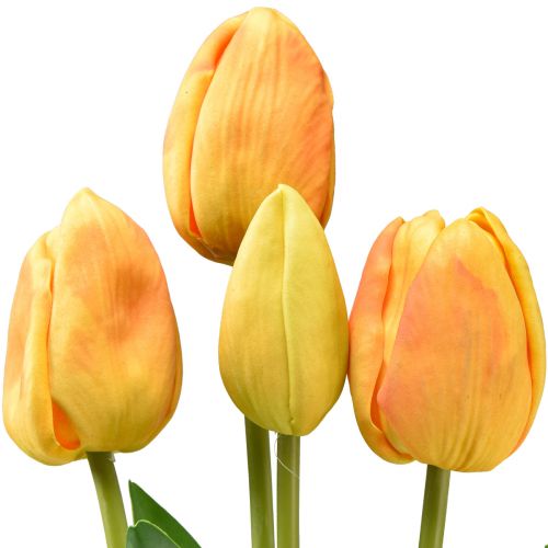 Artículo Decoración De Tulipanes Amarillo Anaranjado Flores Artificiales De Tacto Real 49 Cm 5 Piezas