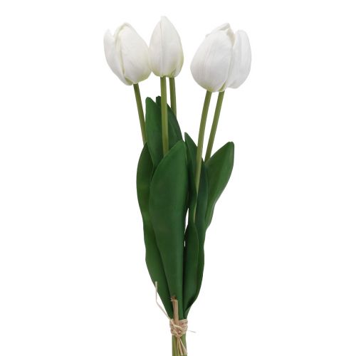 Floristik24 Decoración De Tulipanes Blancos Flores Artificiales De Tacto Real Primavera 49cm 5uds