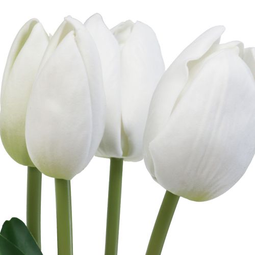 Artículo Tulipanes Blancos Decoración Flores Artificiales Real Touch Primavera 49cm 5 uds