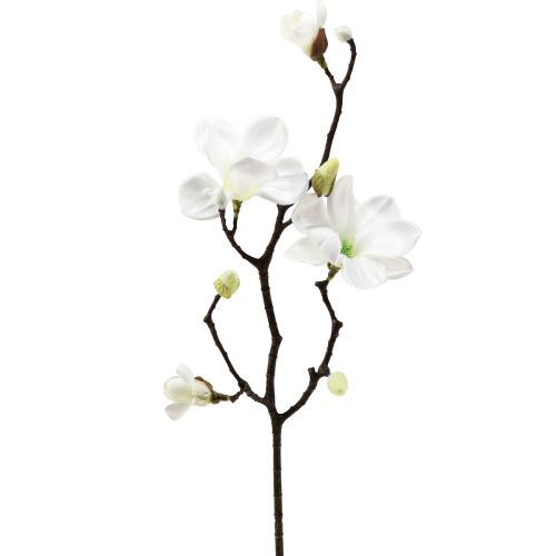 Floristik24 Flor artificial de magnolia, rama de magnolia artificial blanca, 58 cm, 3 unidades