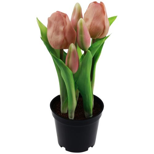 Artículo Tulipanes artificiales en maceta Tulipanes Flores artificiales melocotón 22cm