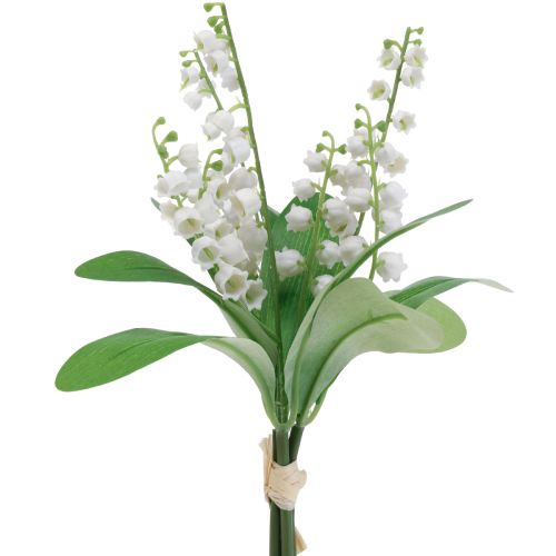 Flores decorativas de primavera artificiales de lirio de los valles, blancas, 31 cm, 3 unidades