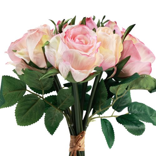 Floristik24 Rosas artificiales rosa crema decoración de rosas artificiales 29cm 12uds