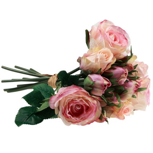 Artículo Rosas artificiales rosa crema decoración de rosas artificiales 29cm 12uds