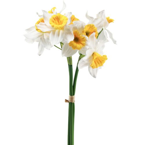 Narcisos Artificiales Flores de Seda Blanca Narcisos 40cm 3uds