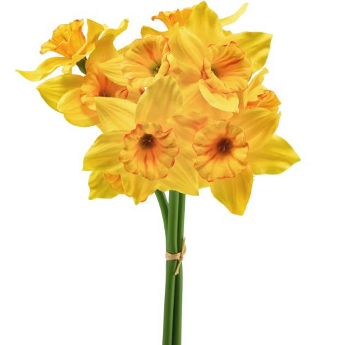 Floristik24 Narcisos decoración flores artificiales narcisos amarillos 38cm 3 piezas