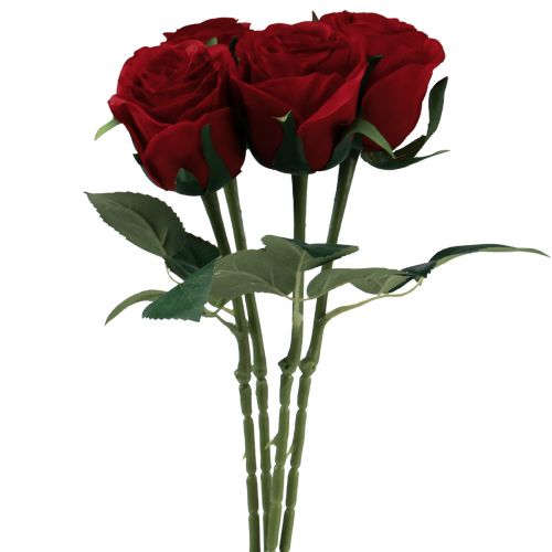 Floristik24 Rosas Artificiales Rosas Artificiales Rojas Flores de Seda Rojas 50 cm 4 Piezas