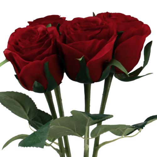 Floristik24 Rosas Artificiales Rosas Artificiales Rojas Flores de Seda Rojas 50 cm 4 Piezas
