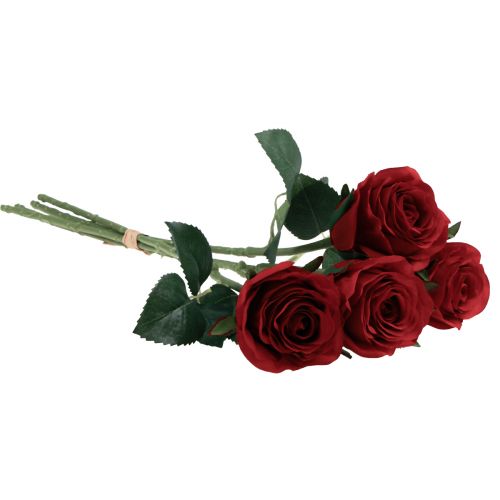 Floristik24 Rosas Artificiales Rosas Artificiales Rojas Flores de Seda Rojas 50 cm 4 Piezas
