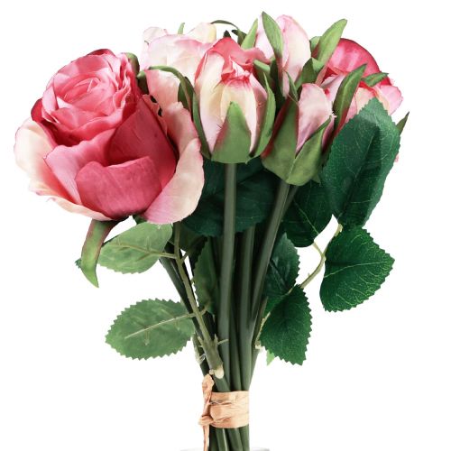 Floristik24 Rosas Artificiales Rosas Artificiales Rosas Ramo Decorativo 29cm 12uds