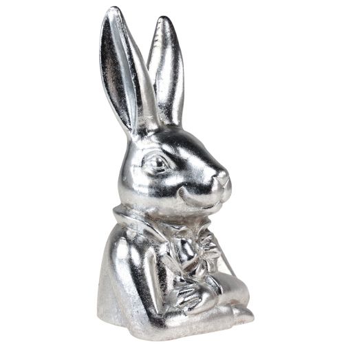 Floristik24 Busto decorativo de conejito de Pascua de cerámica plateada, altura 23 cm