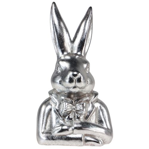 Artículo Busto decorativo de conejito de Pascua de cerámica plateada, altura 23 cm